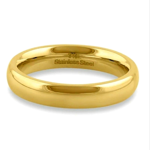 Stainless Steel 4mm Gold High Polish Band Ring - Picture 3 of 3